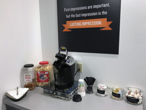 Delzer Fuel Station Just like a game day experience, Delzer's fuel station is stocked with the essentials on tap: coffee, animal crackers, and peanut butter pretzels.